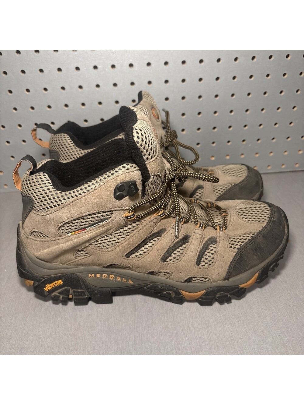 Merrell Moab Mid Continuum Hiking Boots Mens Sz 9.5 Wide Walnut Brown Vibram